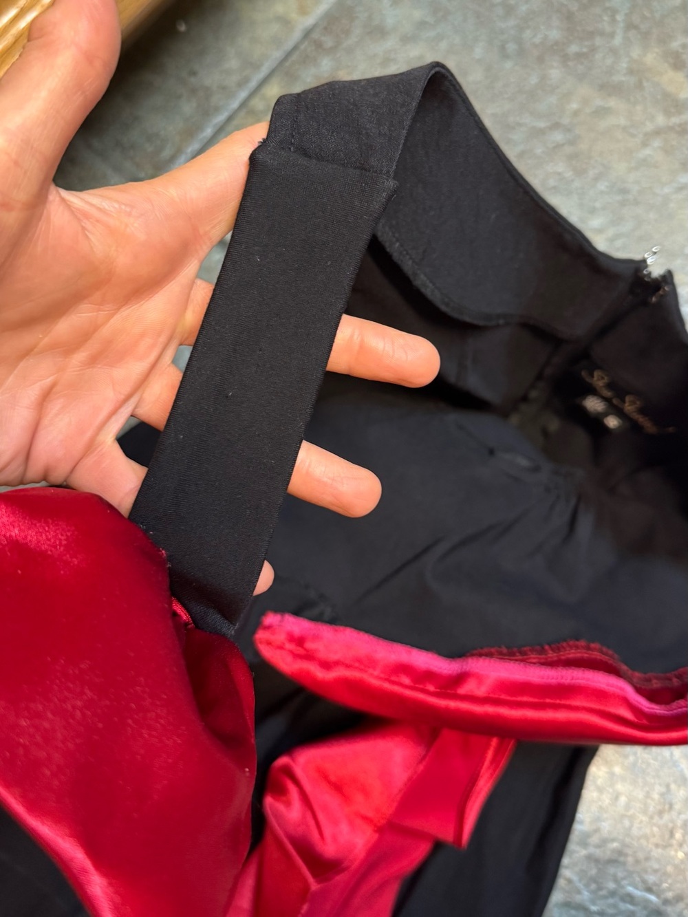 Stop Staring Black One-Shoulder Sheath Dress with Red Trim & Ruffle S - Picture 9 of 11